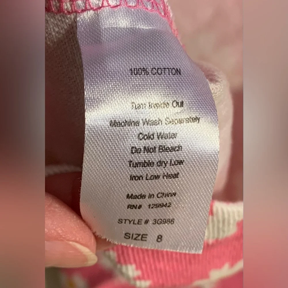 NWT Outfit: Overall Skirt of Pink Denim w White Daisy Print + Pink Top - Picture 6 of 7
